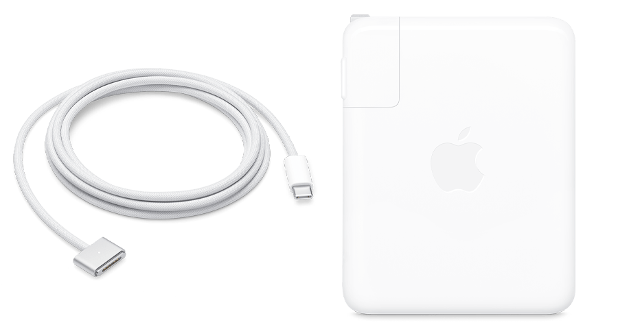 Củ sạc công suất lớn Apple USB-C 140W đặt cạnh cáp USB-C sang MagSafe 3