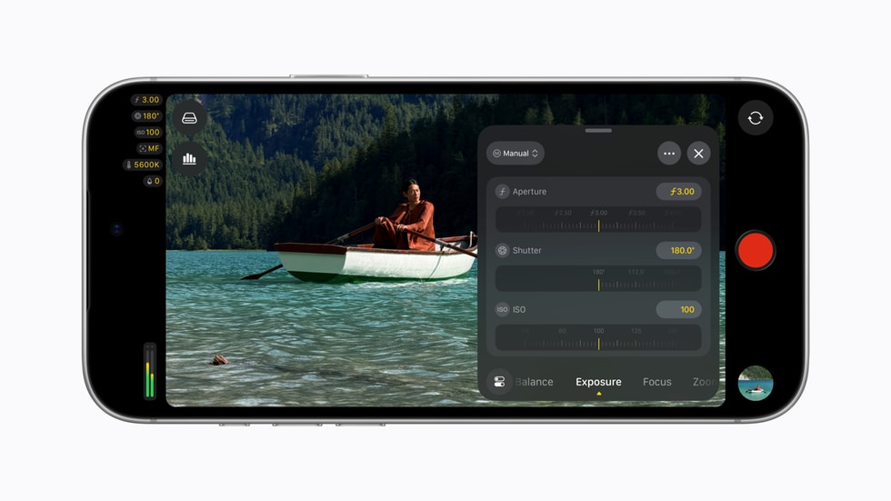 Thanh chỉnh khẩu độ trong Final Cut Camera 2.4 trên iPhone 18 Pro