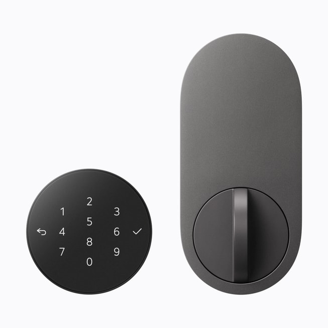 Khóa cửa LG Smart Deadbolt Lock màu Essence Graphite, mặt ngoài có bàn phím