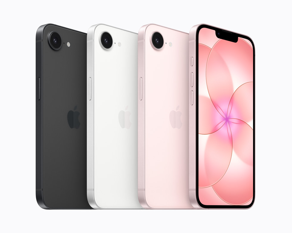 iPhone 17e ba màu đen, trắng và hồng