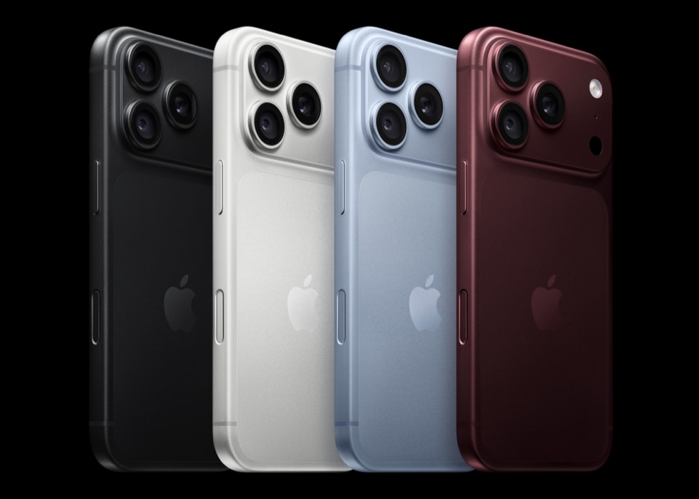 Bốn màu iPhone 18 Pro: đen, bạc, xanh băng và đỏ burgundy