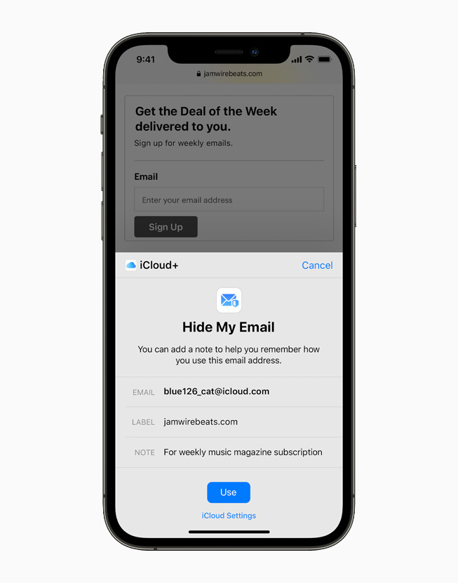 Tạo địa chỉ Ẩn địa chỉ email khi đăng ký bản tin trong Safari trên iPhone