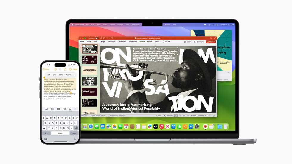 MacBook Air hiển thị ứng dụng trình chiếu trong ảnh của Apple