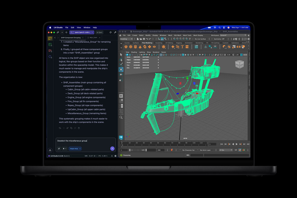Chạy LM Studio và Autodesk Maya trên MacBook Pro M5 Max