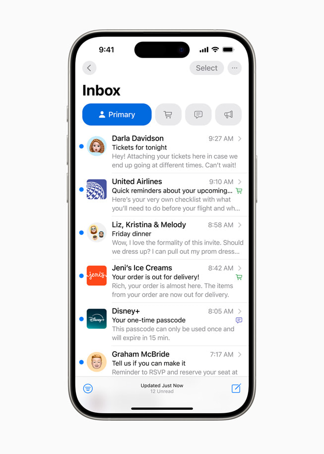 Ứng dụng Mail trên iPhone phân loại thư tự động