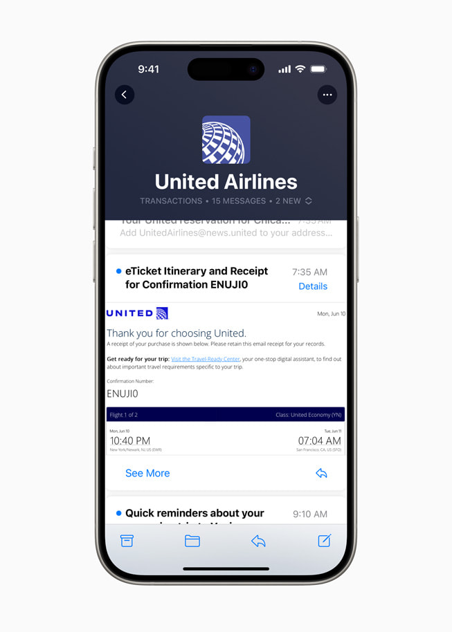 Chế độ xem gom thư theo người gửi trong ứng dụng Mail trên iPhone