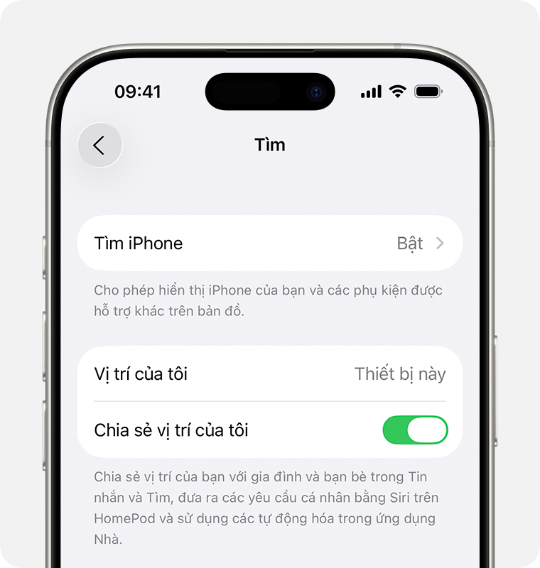 Cài đặt Tìm iPhone trong Tài khoản Apple trên iPhone