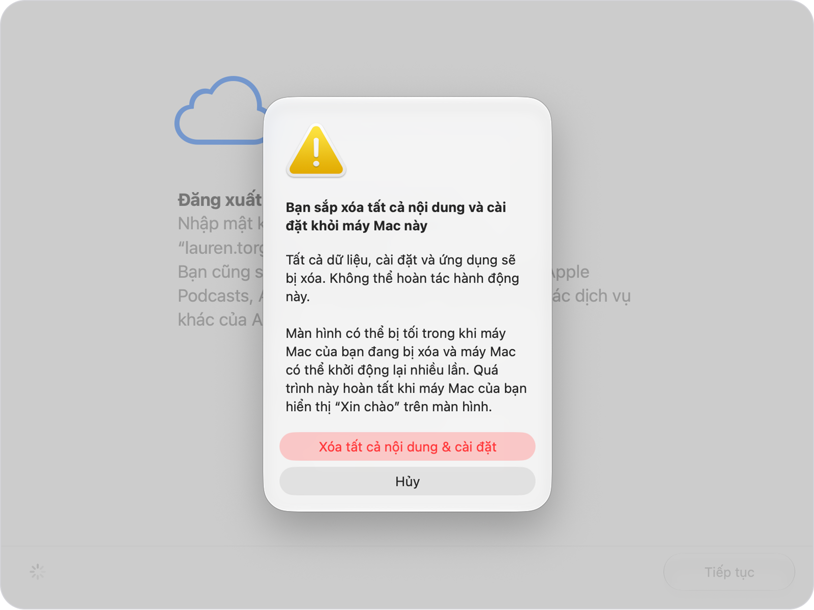 Trợ lý xóa tất cả nội dung và cài đặt trên macOS Golden Gate 27 để làm sạch máy hoàn toàn