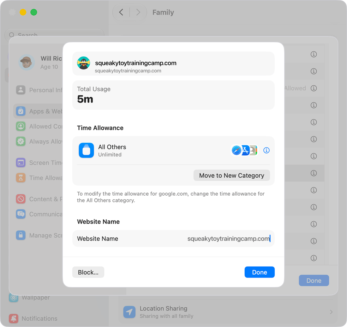 Chặn một trang web đã cho phép trong mục Apps and Websites trên macOS 27
