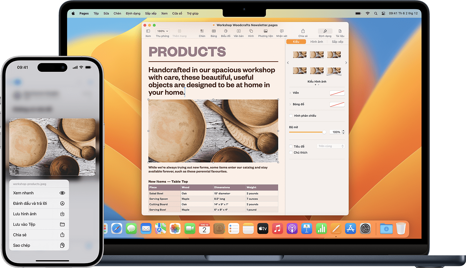 Minh họa sao chép và dán nội dung giữa Mac và iPhone