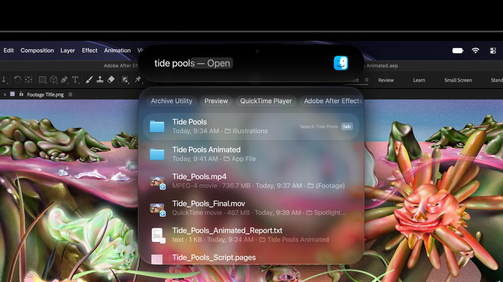 Dynamic Island trên MacBook Pro hiển thị Spotlight