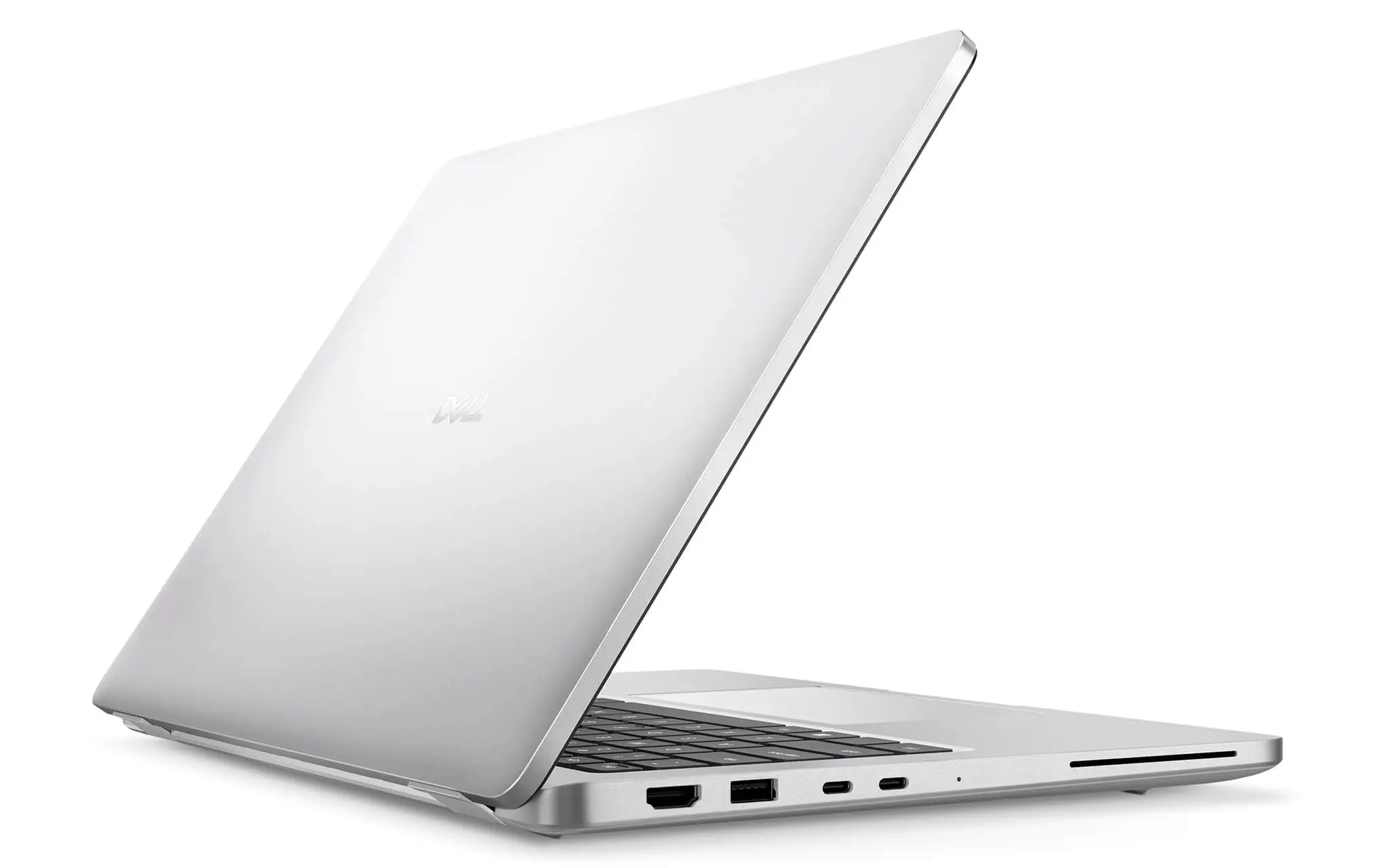 Mặt lưng nhôm bạc của Dell Pro 14 Plus PB14255