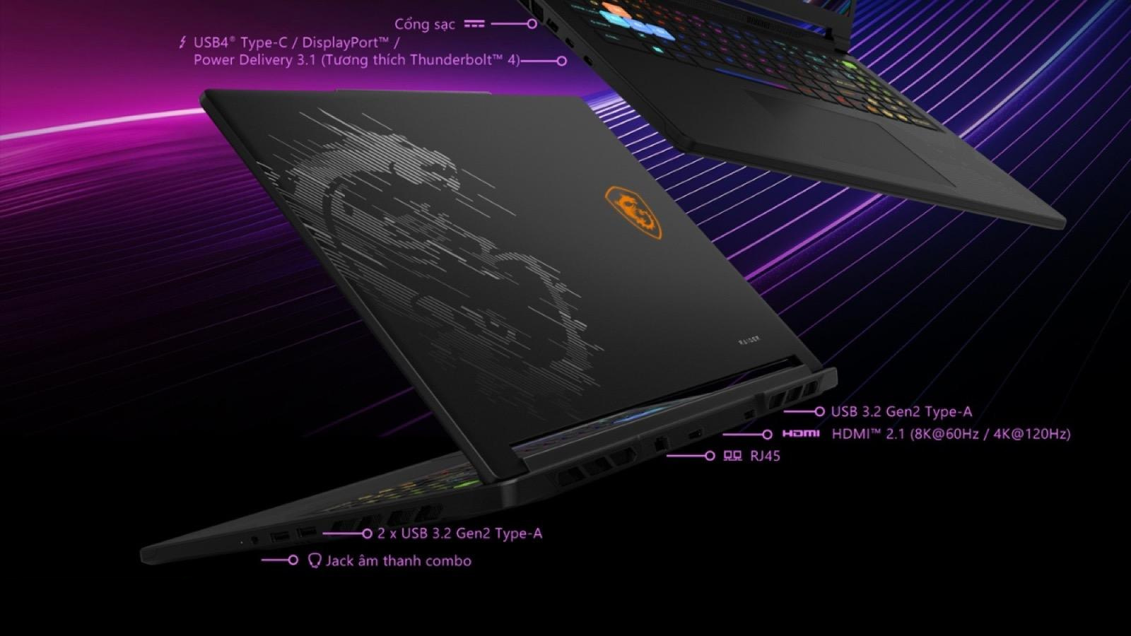 Cổng USB4 của MSI Raider A16 HX B8WH-031VN