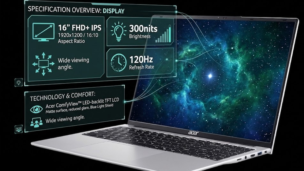 Màn hình 16 inch 120Hz của Acer Aspire Lite 16 AI