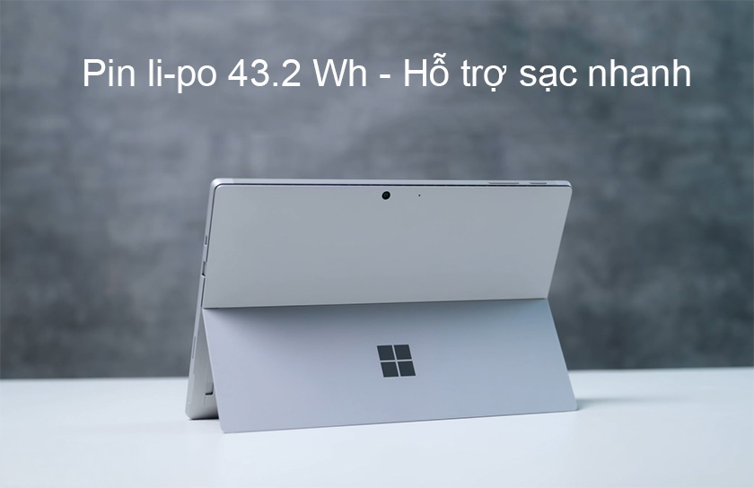 Pin dung lượng cao hỗ trợ công nghệ sạc nhanh trên laptop Surface Pro 7