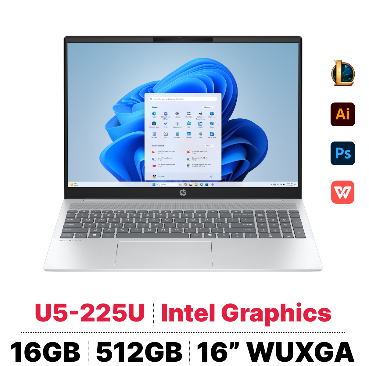 Laptop HP OmniBook 5 AI 16 inch mỏng nhẹ cho văn phòng