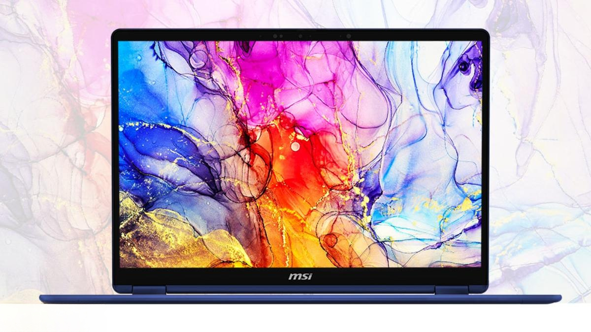 Màn hình OLED cảm ứng của MSI Prestige 14 Flip AI+ The Starry Night 14T235-259VN