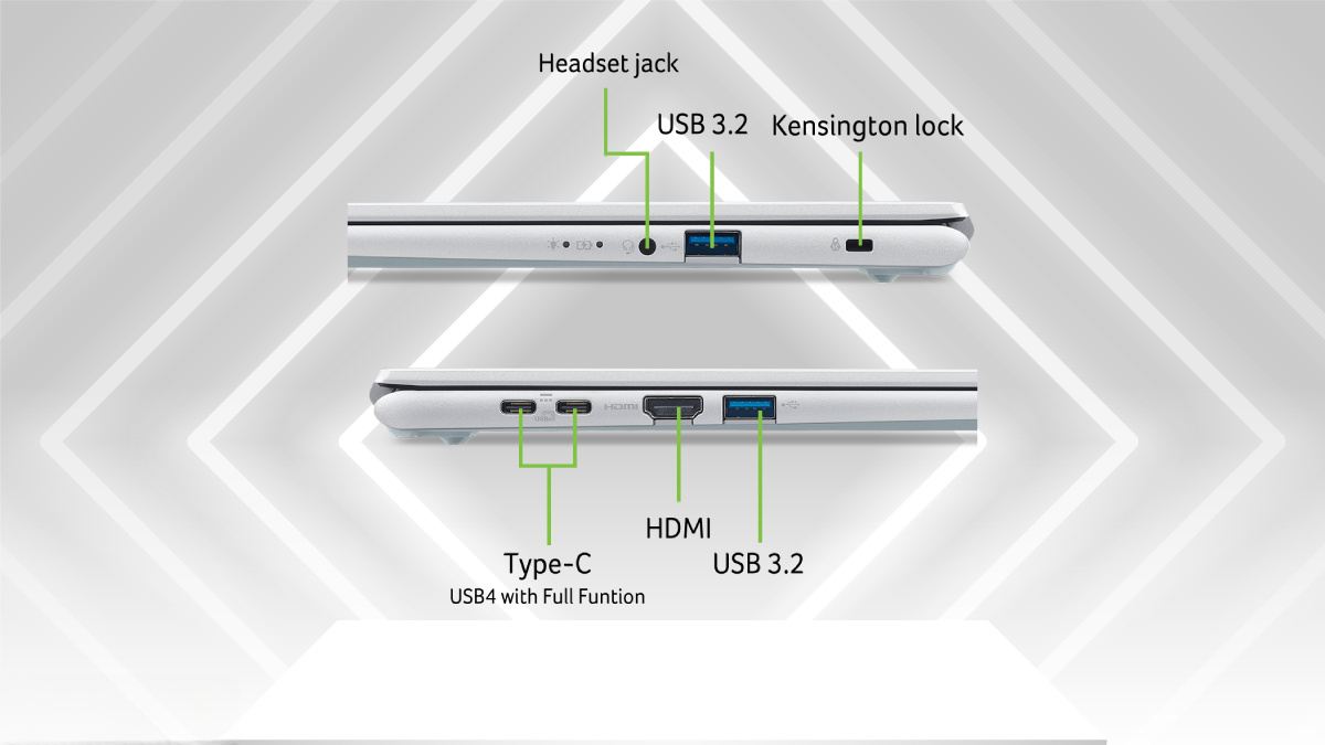 Cổng USB-C 10Gbps của Acer Aspire Go 14 AG14-72P-563L