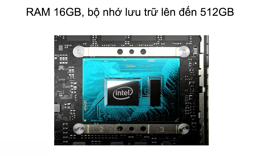 Bộ nhớ RAM 16GB và ổ cứng SSD 512GB PCIe trên laptop Surface Pro 7 Core i7