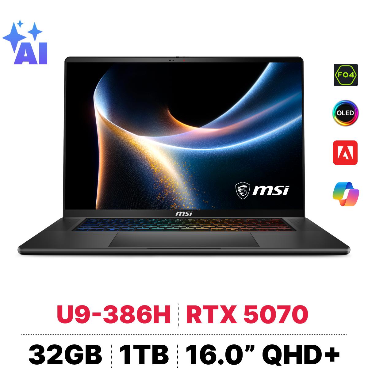 Laptop gaming mỏng nhẹ cao cấp MSI Stealth 16 AI màn hình OLED