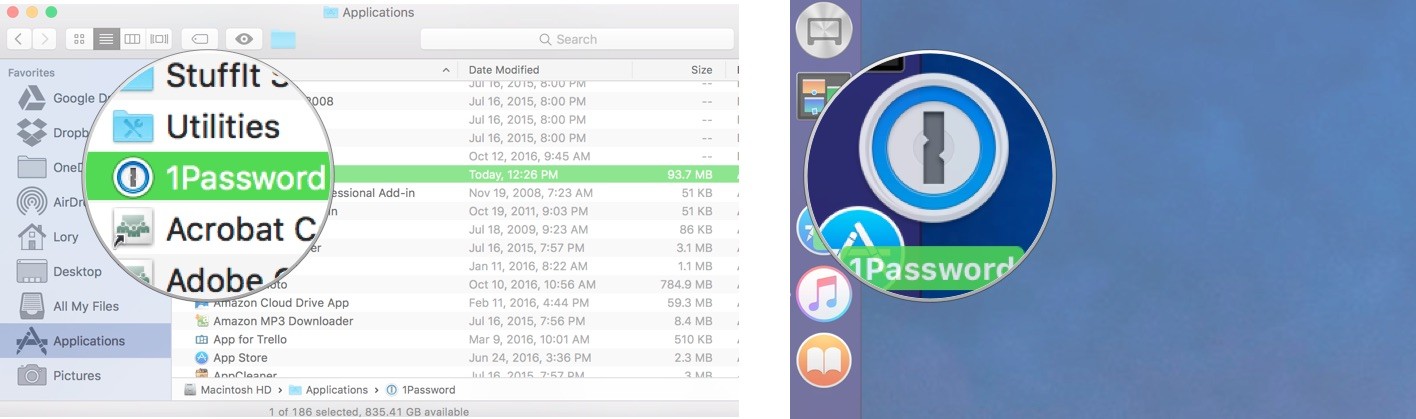 Kéo Password vào thanh Dock để thêm vào tiện cho việc sử dụng