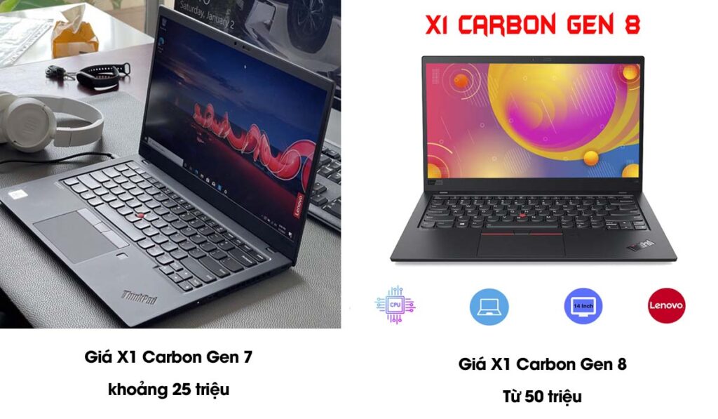 So sánh về mức giá của X1 Carbon thế hệ thứ 7 và 8 có sự chênh lệch rất lớn
