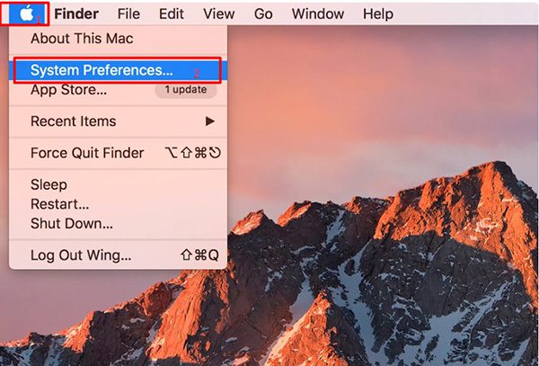Nhấn vào biểu tượng Apple