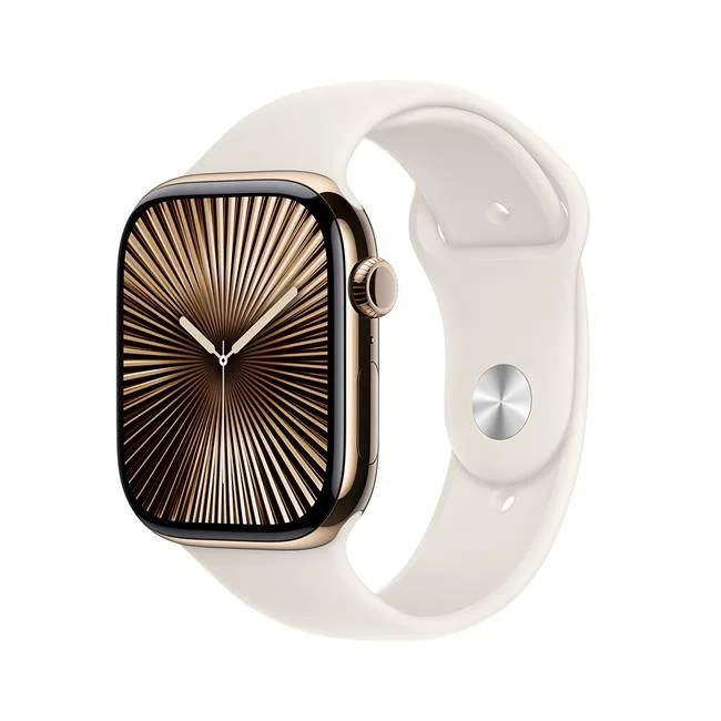Apple Watch Series 10 GPS + Cellular 46mm viền Titanium dây thể thao màu Titan vàng – ảnh 2