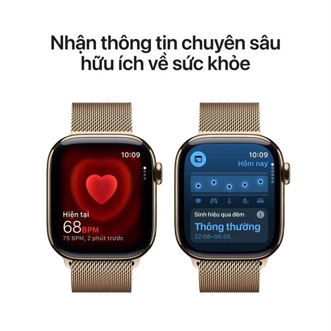 Apple Watch Series 11 GPS + Cellular 42mm viền Titanium dây Milan màu Titan vàng – ảnh 13