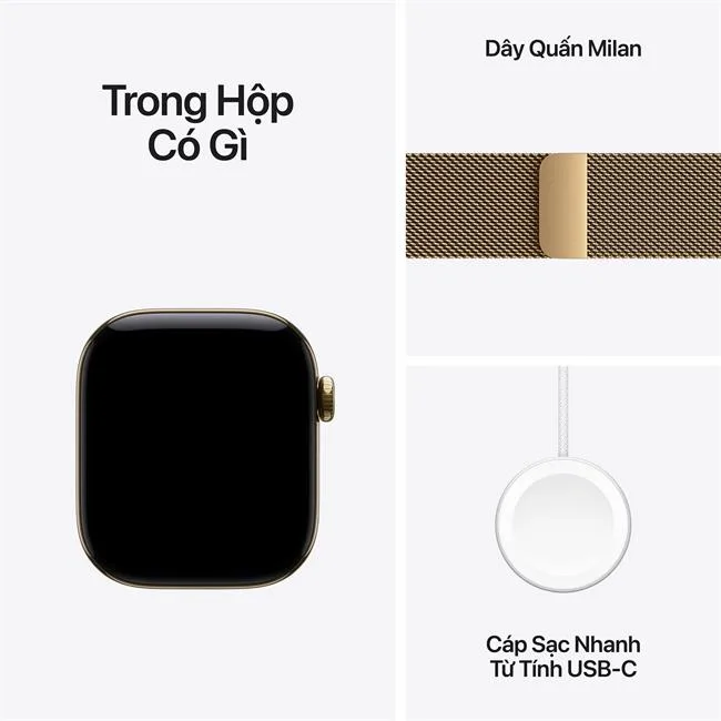 Apple Watch Series 12 GPS + Cellular 42mm viền Titanium dây Milan màu Vàng – ảnh 8