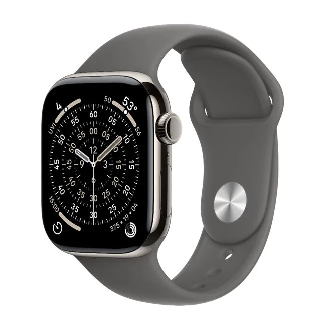 Apple Watch Series 11 GPS + Cellular 42mm viền Titanium dây thể thao màu Titan tự nhiên – ảnh 1