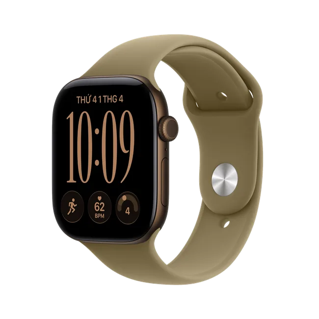 Apple Watch Series 12 GPS 46mm viền nhôm dây silicone màu Xám - đồng – ảnh 1