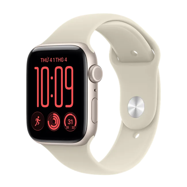 Apple Watch SE 3 GPS + Cellular 44mm viền nhôm dây thể thao 2026 màu Vàng đồng – ảnh 1