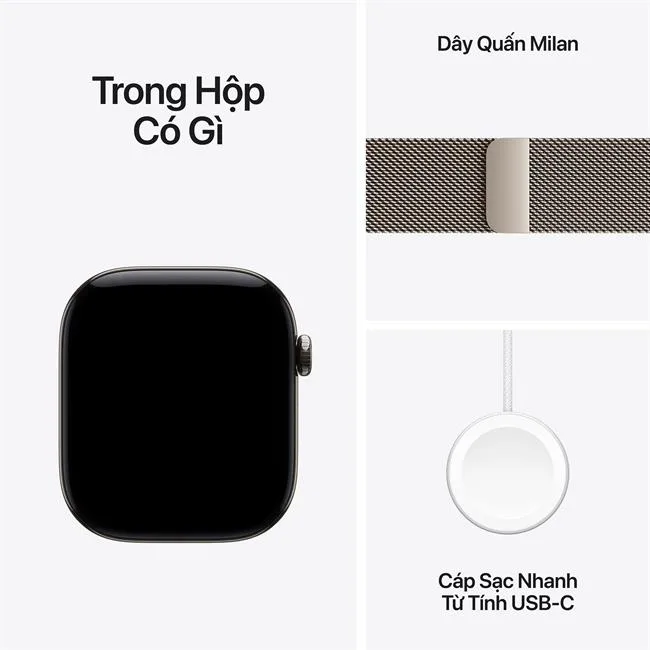 Apple Watch Series 12 GPS + Cellular 46mm viền Titanium dây Milan màu Xám/Vàng – ảnh 16