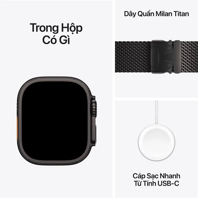 Apple Watch Ultra 4 GPS + Cellular 49mm viền Titanium dây Milan màu Titan đen – ảnh 8