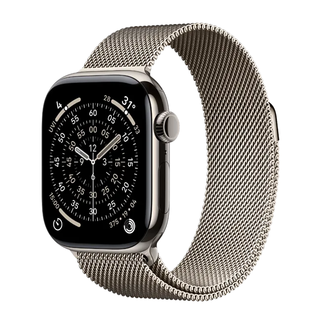Apple Watch Series 11 GPS + Cellular 42mm viền Titanium dây Milan màu Titan tự nhiên – ảnh 1