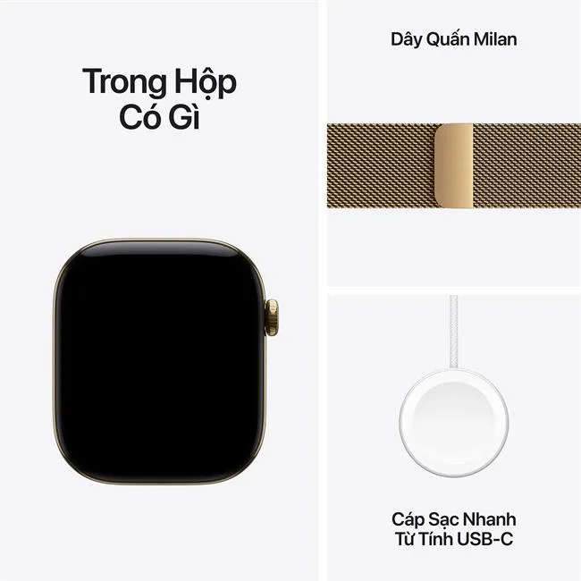 Apple Watch Series 12 GPS + Cellular 46mm viền Titanium dây Milan màu Vàng – ảnh 8