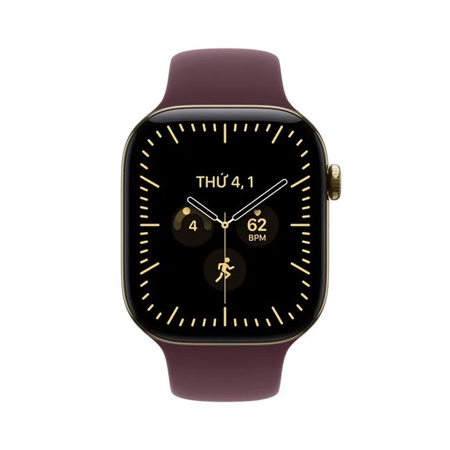 Apple Watch Series 12 GPS + Cellular 42mm viền Titanium dây silicone màu Vàng – ảnh 2