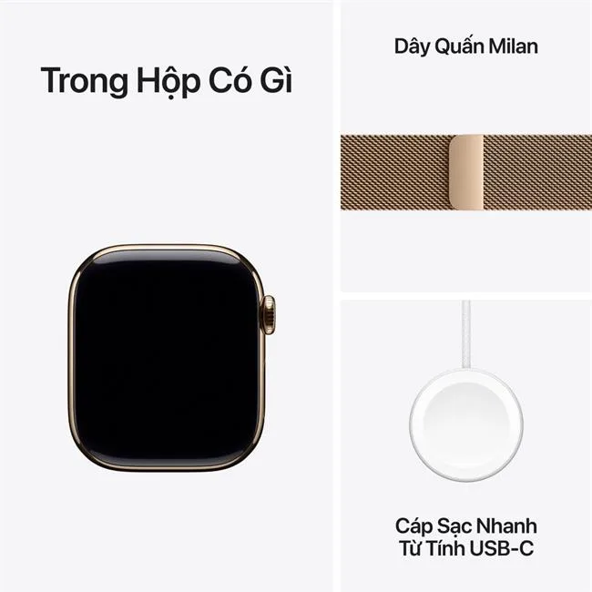 Apple Watch Series 11 GPS + Cellular 42mm viền Titanium dây Milan màu Titan vàng – ảnh 16