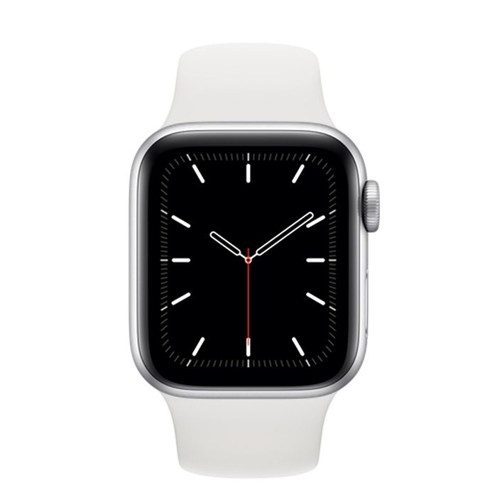Apple watch s5 gps silver aluminum case with white sport band 2 1