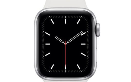Apple watch s5 gps silver aluminum case with white sport band 2