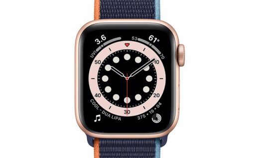 Apple watch s6 gps gold aluminum case with deep navy sport loop 2
