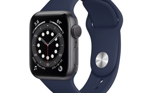 Apple watch s6 gps space gray aluminum case with deep navy sport band 1